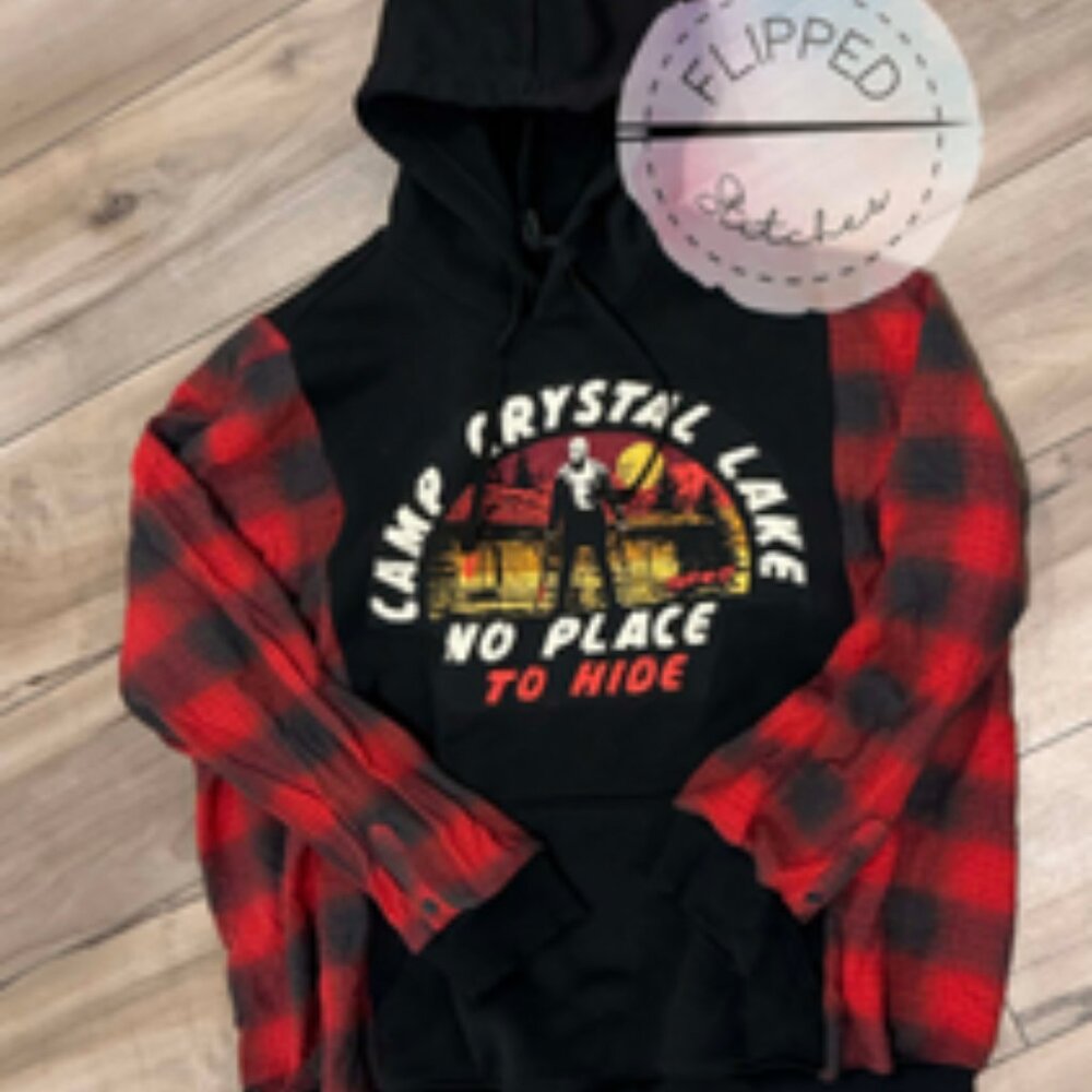 Upcycled Camp Crystal Lake - Flipped Stitches Hoodie